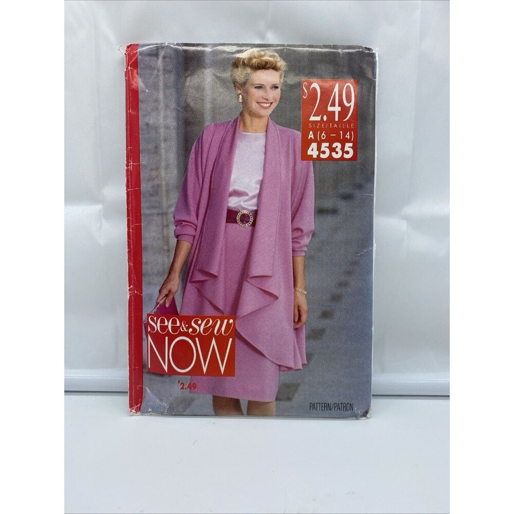 Butterick 4535 Misses 6-14 Coat Top Skirt New Uncut See & Sew Now Pattern 1989